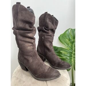 Vaneli Western Boots Women's Size 9M Brown Metallic Suede